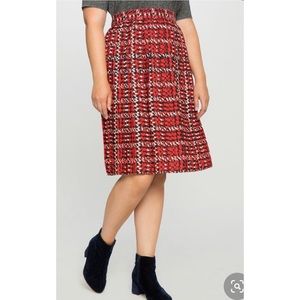 Pleated Houndstooth Skirt